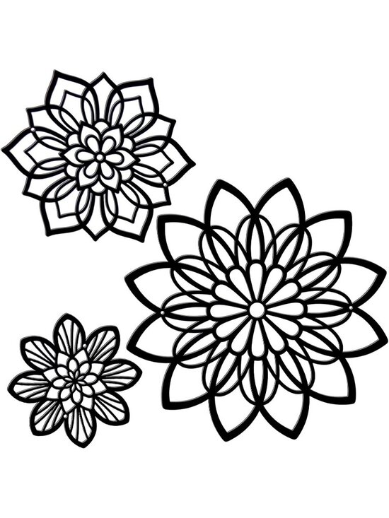 Other - New Set of 3 Black Metal Flower Wall Decor Farmhouse Hanging Art 6 8.2 11.8 Inch